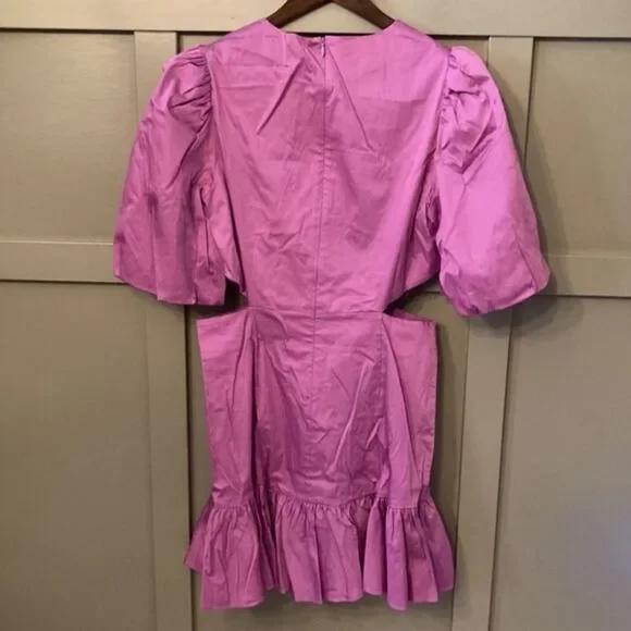 Veronica Beard Iker Puff Sleeve Cutout Dress in Vivid Orchid Size 10 New NWT - Picture 10 of 13